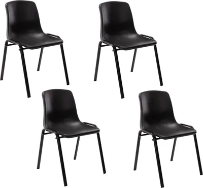 Produktbild von 4er Set Stapelstuhl HLO-CP3 Kunststoff schwarz