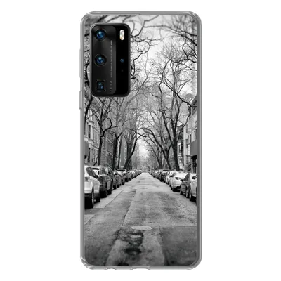 Produktbild von MuchoWow® Handyhülle Schutzhülle Hülle für Huawei P40 Pro Geparkte Autos in New York - schwarz und weiß Silikon Softcase Handy Hülle - Schutz