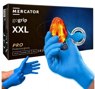 Zdjęcie produktu dla Rękawiczki nitrylowe Mercator Medical S.A. GoGrip niebieski grip grube 50 szt. rozmiar XXL