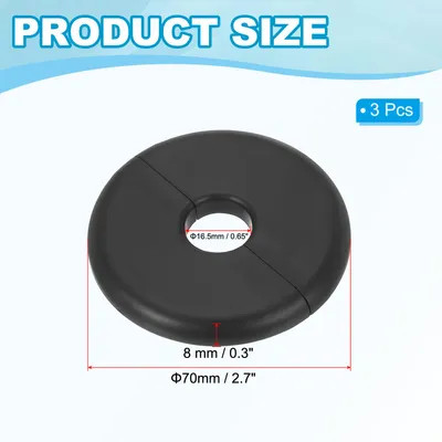 Produktbild von Rohrabdeckung Wand Split Flansch Rohrmanschette 0,65"/16,5mm, 3 Stš¹ck ABS Runde Selbstklebende Rosetten Wasserhahn Armaturen-Abdeckungen fš¹r Wasserrohr Dekoration, Schwarz