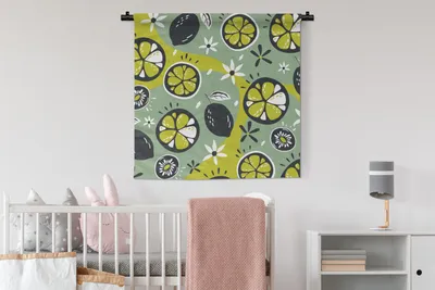 Produktbild von MuchoWow® Wandteppich Wandbehang Sommer - Obst - Blumen 90x90 cm Tapisserie Dekoration Wandtuch - Wandaufhänger