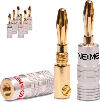Produktbild von Bananenstecker 4mm vergoldet 8x Stecker NEXMEX Steckverbinder Lautsprecherkabel