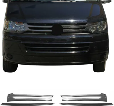 Zdjęcie produktu dla Listwy osłony chłodnicy Listwy osłony chłodnicy do VW T5 2009-2015 stal nierdzewna ciemna 4szt