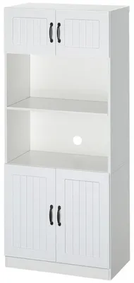 Immagine prodotto di Mobiletto da cucina – Credenza con 4 ante e ripiano aperto | Colore: Bianco | Dimensioni: 70x40x170 cm