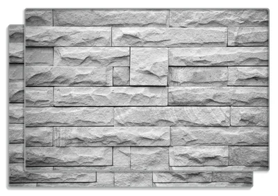 Produktbild von Wallario Frühstücksbrettchen 2er Set aus Glas, je 20 x 30 cm, mit rutschfesten Füßen, Motiv Steinwand grau