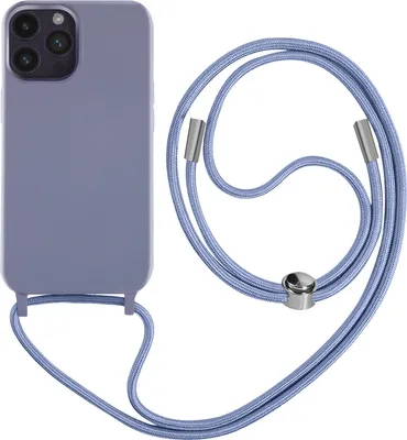 Immagine prodotto di Custodia protettiva per Apple iPhone 14 Pro con catena in nylon da 80 cm - Blu viola