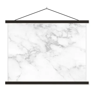 Produktbild von MuchoWow® Textilposter Marmor - Weiß - Grau - Luxus - Marmoroptik - Stein 60x45 cm mit schwarzem Rahmen - Poster Schlafzimmer