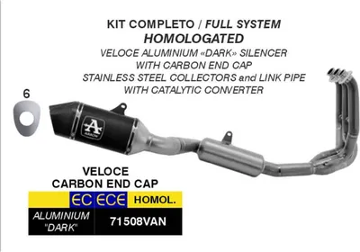 Zdjęcie produktu dla Kompletny, homologowany przez ARROW czarny aluminiowy układ wydechowy Veloce do Triumph TRIDENT 660