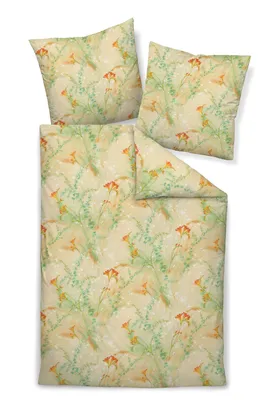 Produktbild von Janine Design Mako-Satin Bettwäsche-Garnitur MILANO 45040 Farbe sonnenorange zephiergrün-04 Größe 155X220+80x80cm AL