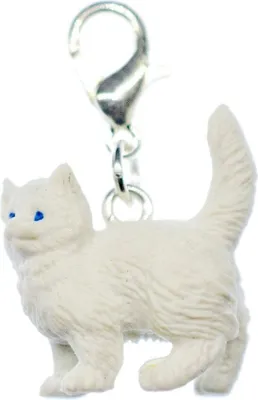 Produktbild von Katze Charm Zipper Pull Anhänger Miniblings Kätzchen Perserkatze Gummi weiß