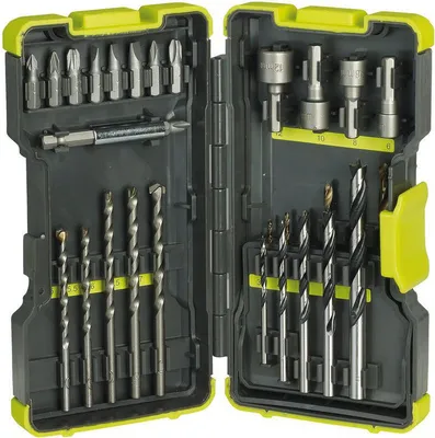 Zdjęcie produktu dla Ryobi RAK30MIX, wiertło, zestaw wierteł, mur, drewno, stal nierdzewna, pudełko, 30 szt