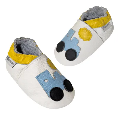 Produktbild von Bemesu Krabbelschuhe Kinder Lauflernschuhe Zugmotiv Weiß 18/19EU