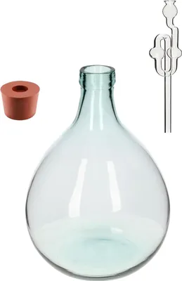 Produktbild von 5L SET Gärballon Glasflasche Glasballon Weinballon, Glasgärballon Vergärung Gärbehälter