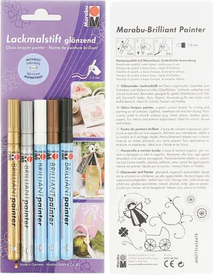 Produktbild von Marabu Lackmarker "Brilliant Painter" Strichstärke: 1-2 mm 5er Blister