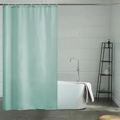 Productafbeelding van Douchegordijn, textiel, 120x180 cm, mintgroen, waterafstotend, schimmelwerend, wasbaar, met 8 haken