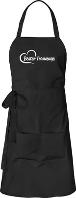 Produktbild von Huuraa Schürze Bester Trauzeuge Herz Schwarz mit Taschen Baumwolle Kochschürze Geschenkidee