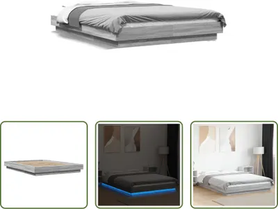 Produktbild von The Living Store Bettgestell mit LED Grau Sonoma 140x200 cm Holzwerkstoff