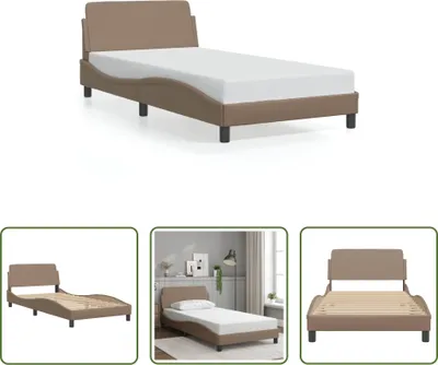 Produktbild von The Living Store Bettgestell mit Kopfteil Cappuccino-Braun 100x200 cm Kunstleder