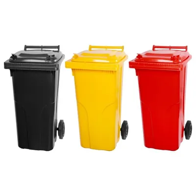 Produktbild von SuperSparSet 3x PROREGAL 2-Rad-Mülltonne MGB | HDPE-Kunststoff | 120 Liter Grau/Schwarz & Gelb & Rot
