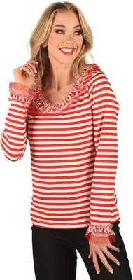 Produktbild von Ringelshirt Fantasy rot weiß Streifen Karneval, Groesse:S