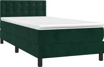 Produktbild von vidaXL Boxspringbett mit Matratze Dunkelgrün 90x200 cm Samt