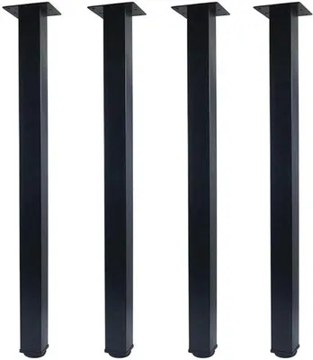 Obrázek produktu pro QLLY, 4 kusy čtvercových, nastavitelných kovových nohou pro psací stůl, výška 70 cm, barva černá. (Rozměry: 69,8 cm)