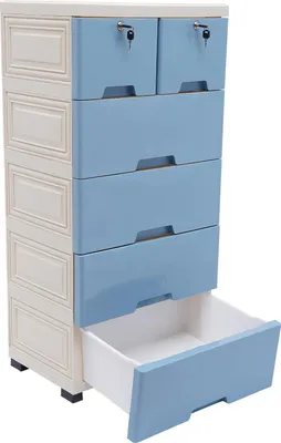 Immagine prodotto di Cassettiera classica in plastica con 6 cassetti/torretta portaoggetti, organizzatore di armadi in blu per casa, ufficio e camera da letto