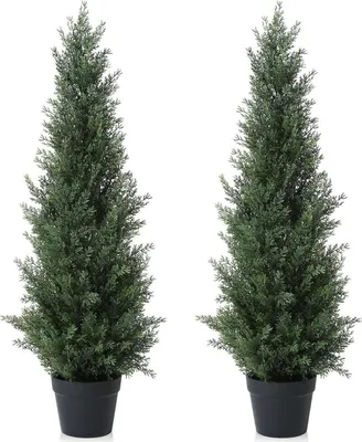 Zdjęcie produktu dla Sztuczne drzewo cedrowe 95 cm w doniczce, zestaw 2 sztuk - nadaje się do użytku na zewnątrz