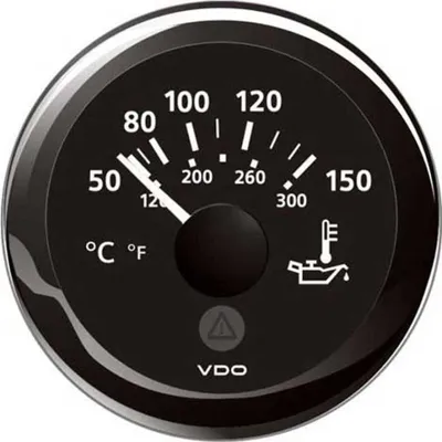 Produktbild von Vdo Ansicht Linie 50-150 °c 322.8-18.6 Ohm Doppelskala Motoröl Druckinstrument Silber 52 mm Silber 52 mm
