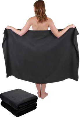 Produktbild von Betz 3-tlg. Set XXL Badetuch 100 x 160 cm DRESDEN Badetücher Saunatuch 100% Baumwolle  Farbe dunkelgrau