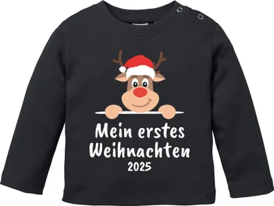Produktbild von Baby Langarmshirt Mein erstes Weihnachten 2025 Rentier XMAS Outfit Newborn Einjährige Jungen Mädche MoonWorks®