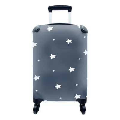 Produktbild von MuchoWow® Koffer Handgepäck Trolley Rollkoffer Kleine Reisekoffer mit 4 Rollen - Sterne - Illustration - Dunkelblau - Kinder - Cabin Size < 55x40x23 cm & 55x40x20 cm - Kinderkoffer - Kabinenkoffer - Boardgepäck - Reise-Box - Reisekoffer - Reisegepäck - Koffer mit Bild - Trolley für Kinder