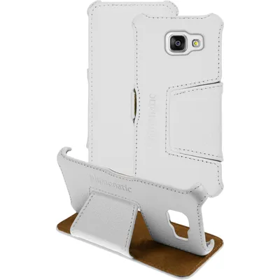 Produktbild von PhoneNatic Echt-Lederhülle kompatibel mit Samsung Galaxy A3 (2016) A310 - Leder-Case weiß + Glasfolie