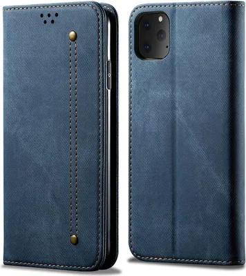 Image de étui pour iPhone 11 Pro, étui portefeuille en cuir avec fermeture magnétique et étui avec fonction stand pour iPhone 11 Pro bleu
