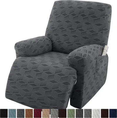 Image de Housses - Housse de canapé élastique pour fauteuil de relaxation, 1 place (3 pièces), gris foncé, Housse de canapé complète pour le salon