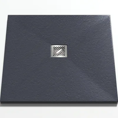 Produktbild von Mai & Mai Duschwanne 90x90x3cm Duschtasse aus Mineralguss Mineralgusswan Anthrazit Rechteckig DIN-Anschlüsse Geoma09