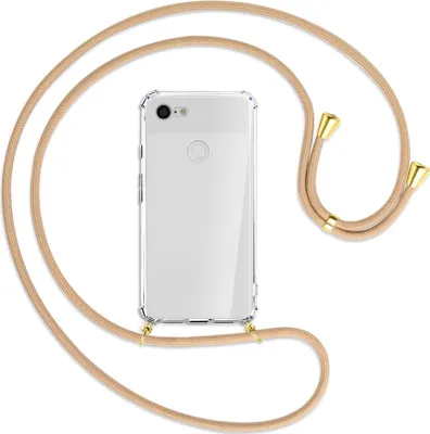 Produktbild von Handykette Backcover-Schutzhülle mit Band (Metall goldfarben) für Google Pixel 3 XL - beige