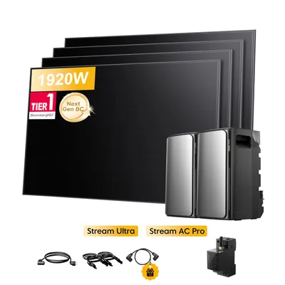 Produktbild von Balkonkraftwerk mit Speicher 3840Wh, EcoFlow Stream Ultra All-in-One Speicher mit Stream AC Pro,Smarten Zähler Sunpro 1920W Solarmodule für Balkonkraf