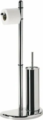 Image de HIBISCUS Support avec support pour papier toilette et brosse WC, chromé