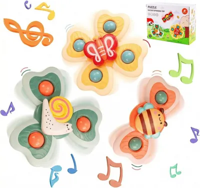 Produktbild von Baby Saugnapf Spielzeug Set, 3 Stück, Bad und Tischspielzeug, Geeignet für Kinder ab 3 Monaten