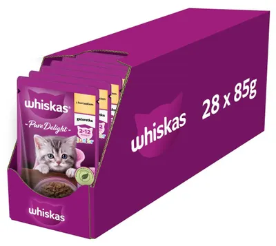 Produktbild von WHISKAS Junior 28x85g Nassfutter für Kätzchen, Stückchen in Gelee mit Huhn