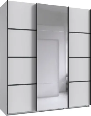 Immagine prodotto di Armadio Jork design ad ante scorrevoli con specchio selezionabile a 3 ante, bianco / grafite