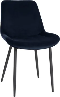 Produktbild von CLP Esszimmerstuhl Victoria Samtbezug gepolstert mit Rückenlehne Metallgestell blau