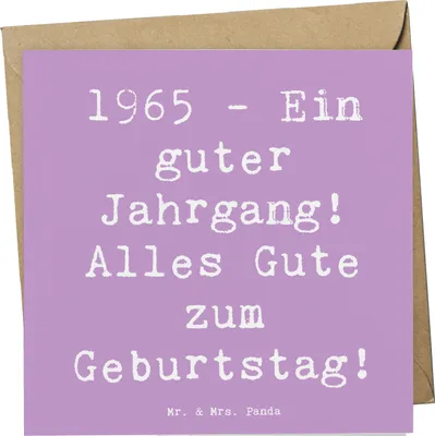 Produktbild von Mr. & Mrs. Panda Klappkarte Spruch 1965 Geburtstag - Lavendeltraum - Geschenk, Alter, anlasskarte, Alles Gute zum, Nostalgie, faltkarte, Glückwunschkarte, Jahrgangsspruch