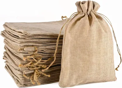Image de 20 sacs cadeaux en jute - Sacs en lin avec cordon pour les événements
