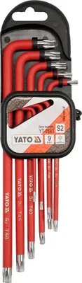 Obrázek produktu pro Yato YT-0563, L-klíč torx, T10, T15, T20, T25, T27, T30, T40, T45, T50, Červená, 9 kusů