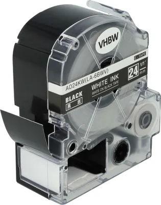 Produktbild von vhbw Schriftband-Kassette kompatibel mit Epson LabelWorks LW-700, LW-1000P, LW-600P, LW-900P, OK500P Etiketten-Drucker 8m x 24mm Weiß auf Schwarz