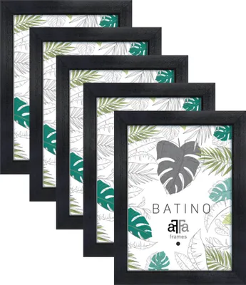 Produktbild von aFFa frames, Batino, Bilderrahmen aus Holz, mit Acrylglasfront, HDF-Hintergrund, Schwarz, 21x29,7 cm, 5er Set