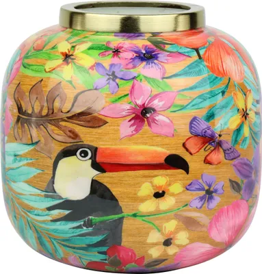 Produktbild von FURNARO Vase Paradise Bird Eisen bunt Ø16,5x15,5?cm