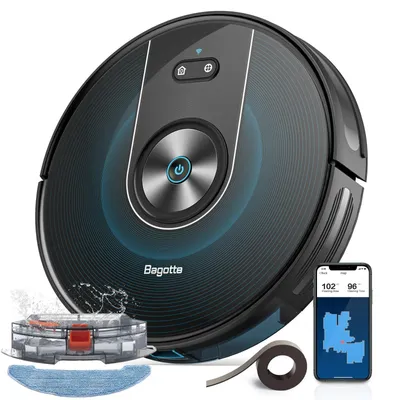 Immagine prodotto di Aspirapolvere robot BG800Max con funzione di lavaggio - Potenza di aspirazione di 3000 Pa - Autonomia di 150 minuti - Controllo tramite app - Sistema di navigazione - Solo 7,2 cm di altezza - Spina di tipo europeo